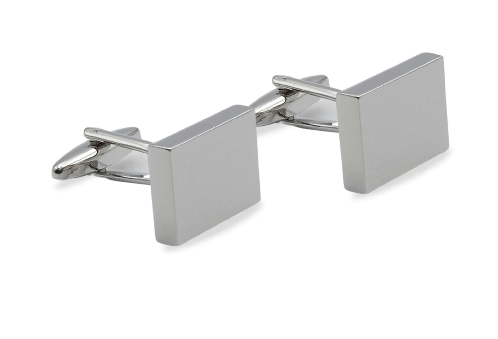 Cufflinks Kemeja Pria Aragua Chrome Rectangle Minimalis