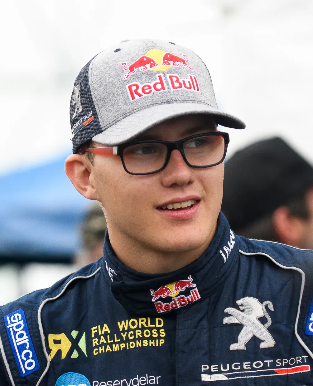 Kevin Hansen lors du championnat du monde de rallycross au volant de sa voiture