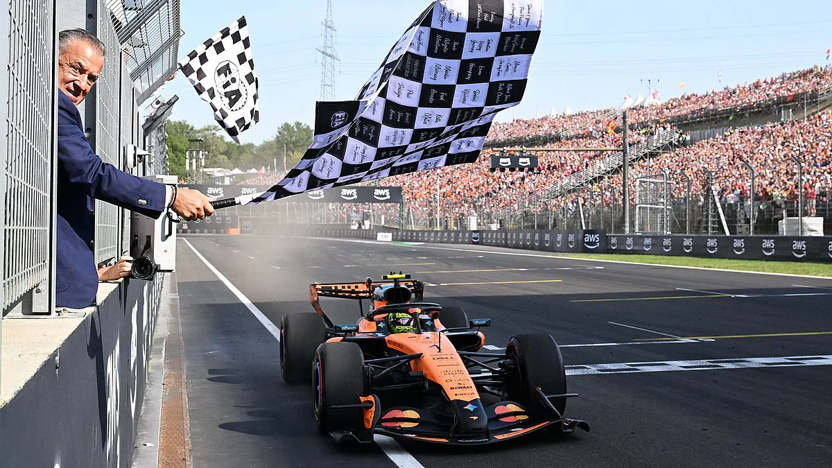 Lando Norris célèbre sa victoire au Grand Prix de Hongrie de Formule 1