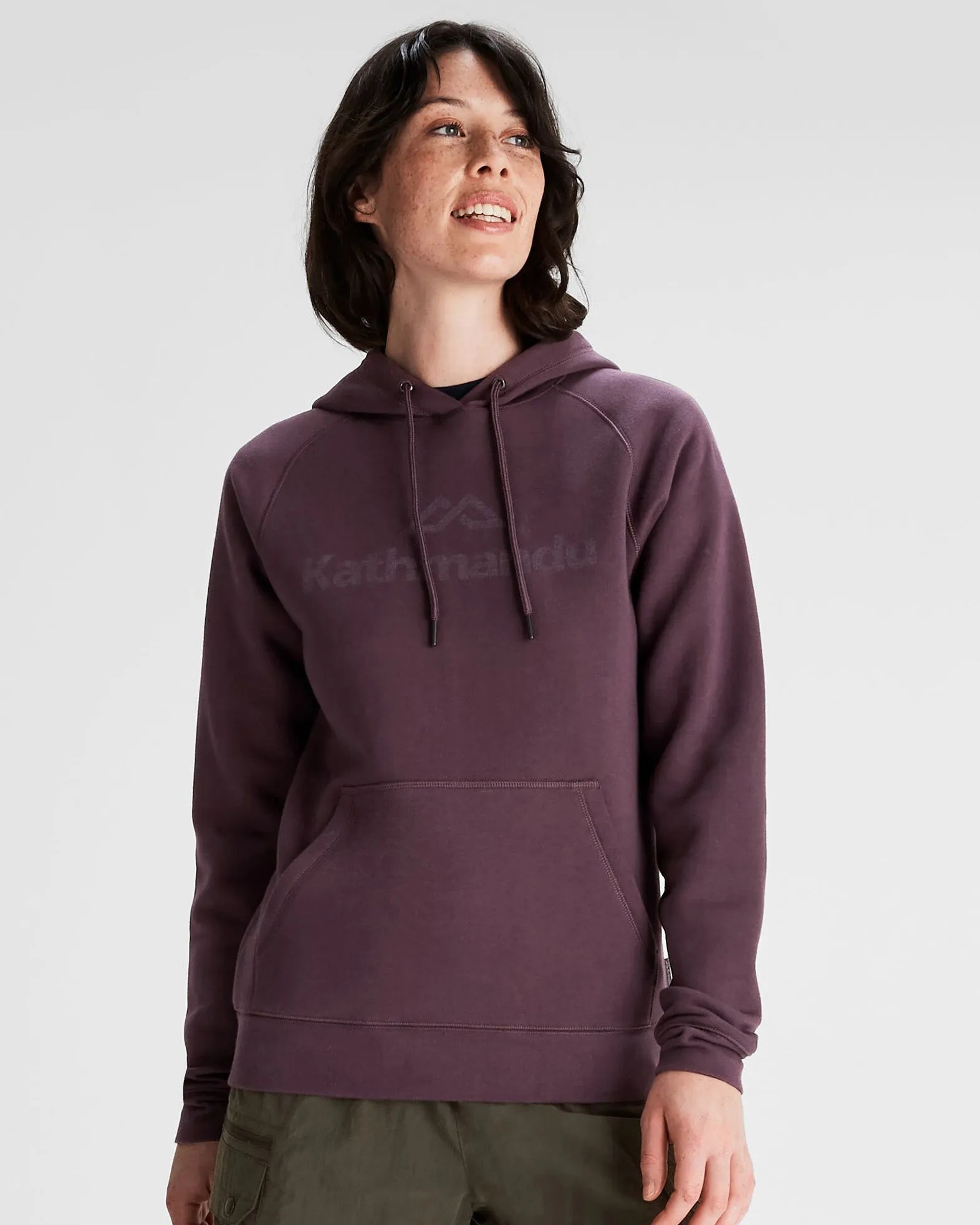 Hoodie Wanita Kathmandu Logo Jam Ungu