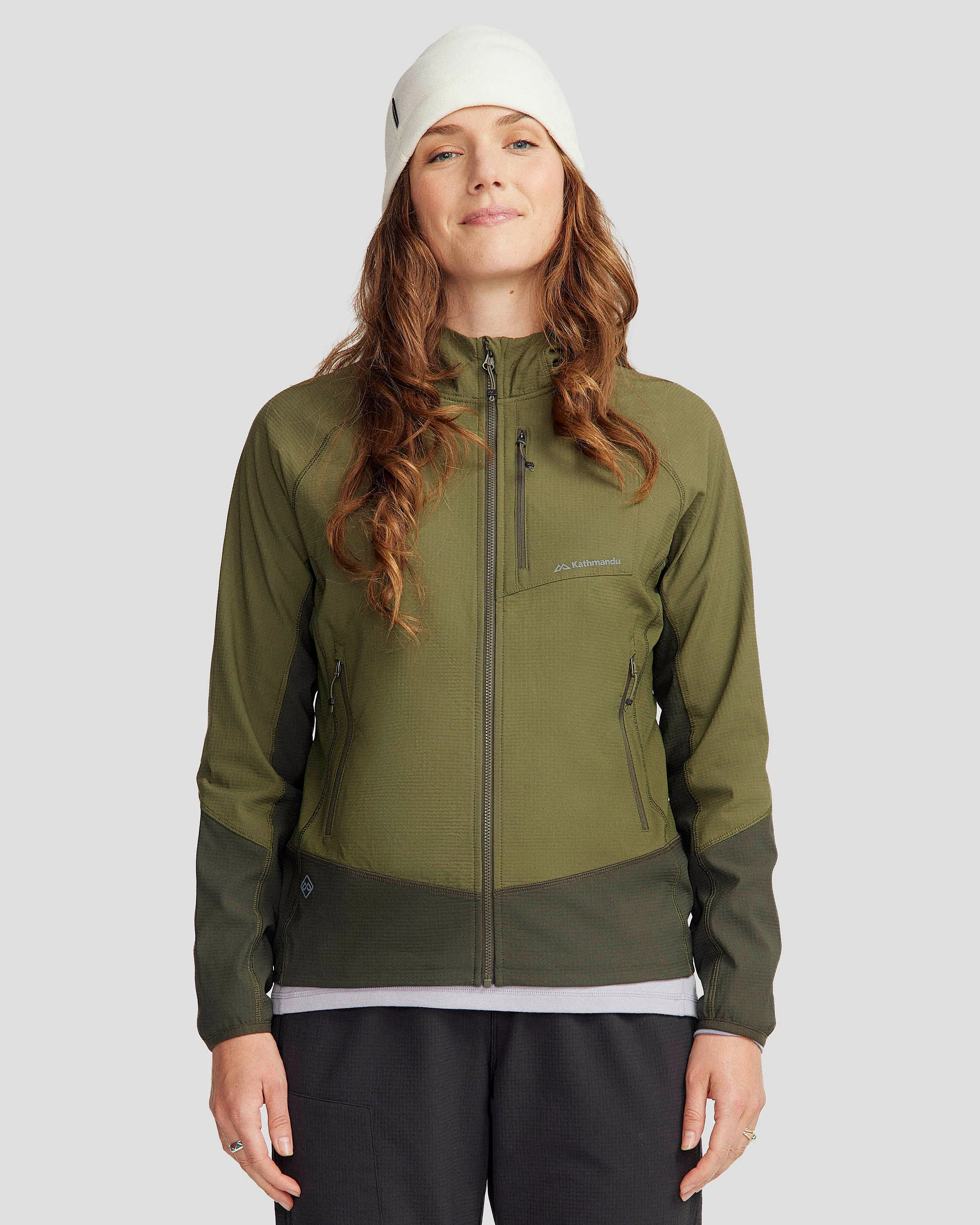 Jaket Fleece Wanita Kathmandu Aysen Hooded Light Moss