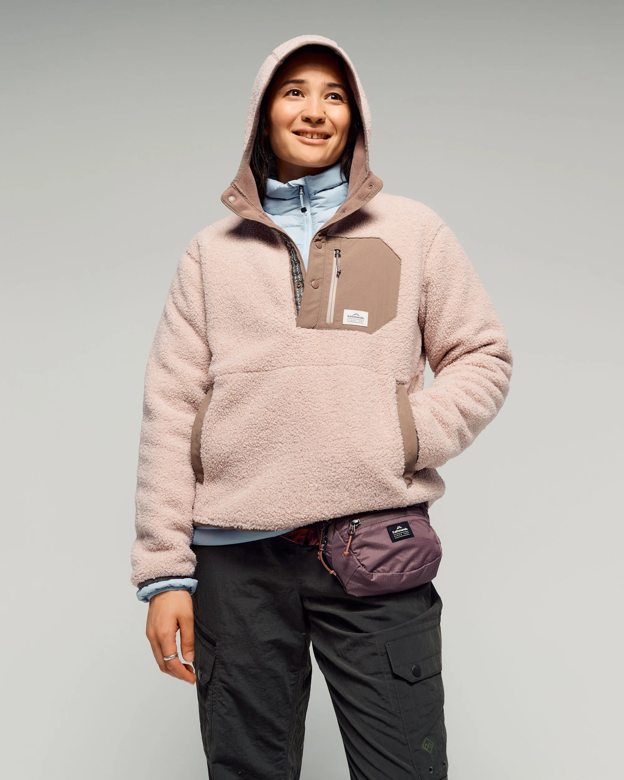 Jaket Fleece Wanita Kathmandu Co-Z High Pile Hooded Pullover