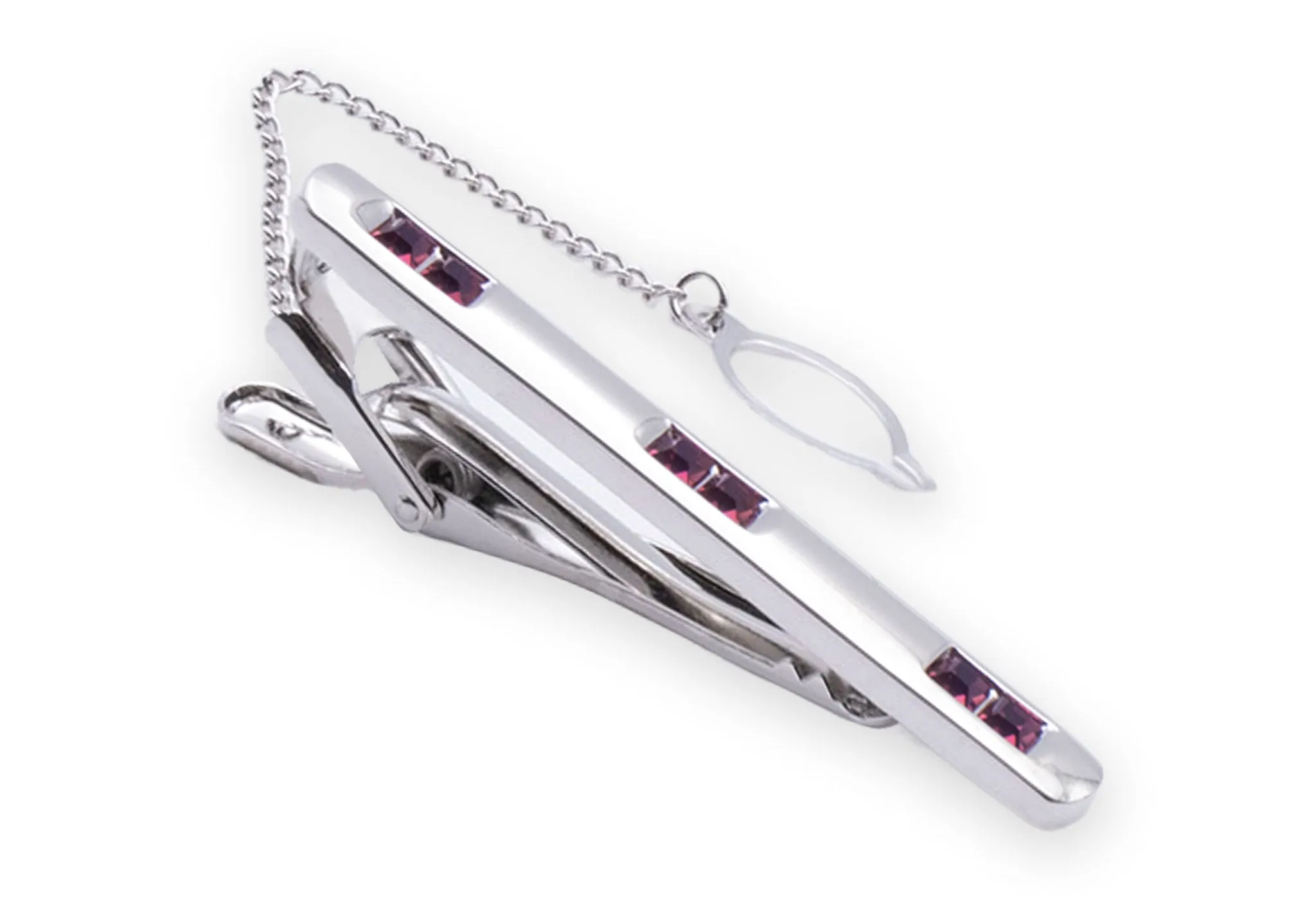 Jepit Dasi Pria Almira Chrome Magenta Diamonte