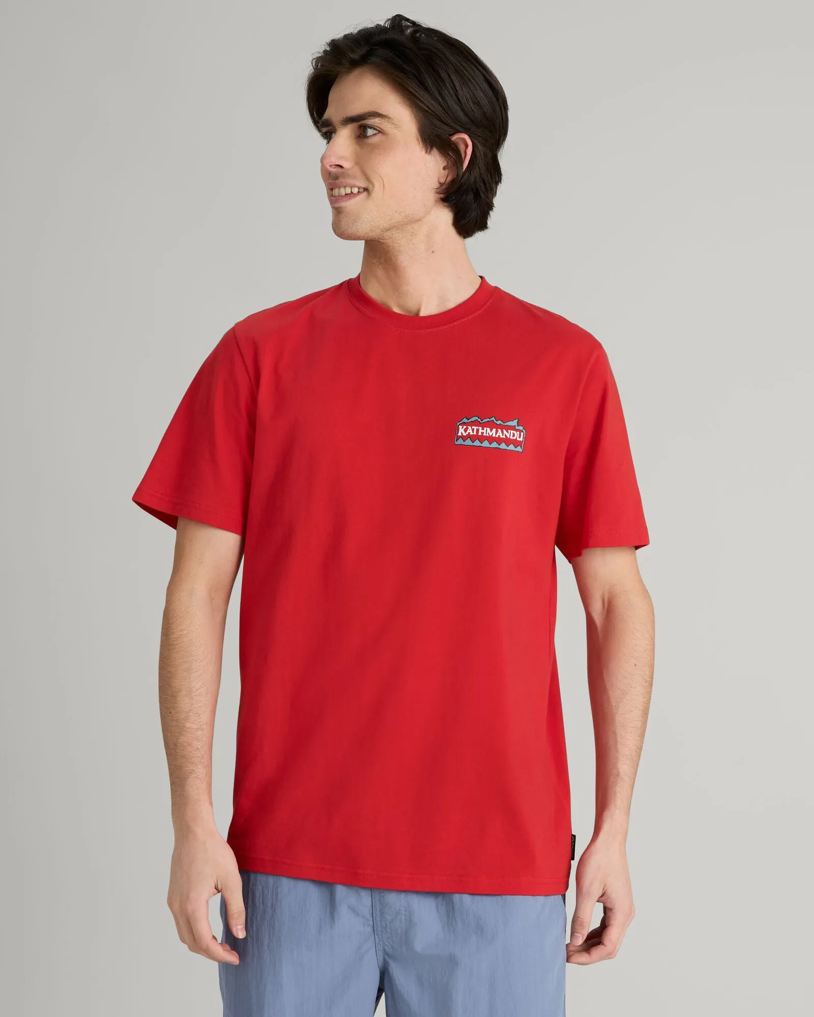 Kaos Pria Kathmandu Organic Cotton Summit Print Merah