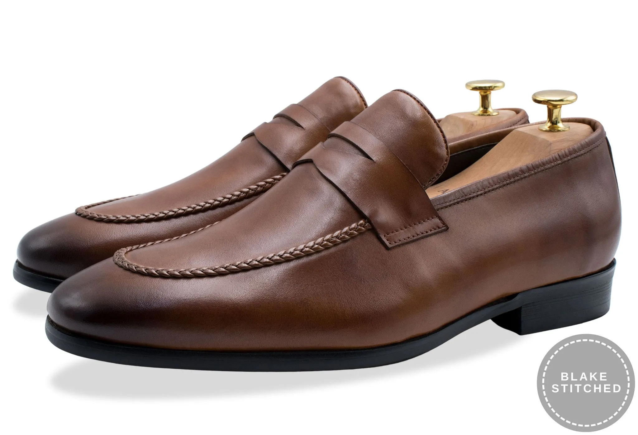 Sepatu Loafer Pria Arden Teal Blake Stitch Chestnut