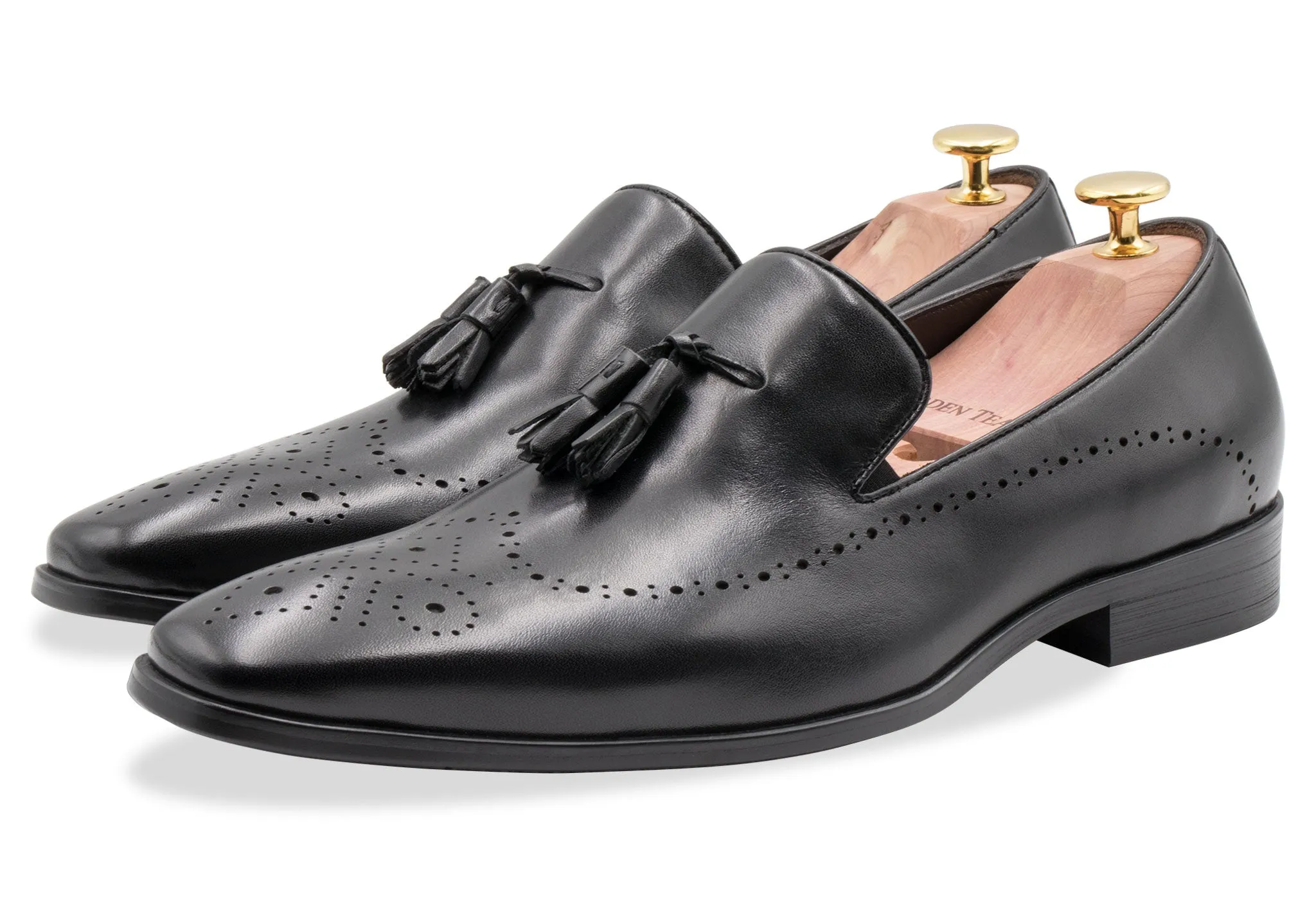 Sepatu Loafer Pria Kulit Asli Pergamino Black Tassel
