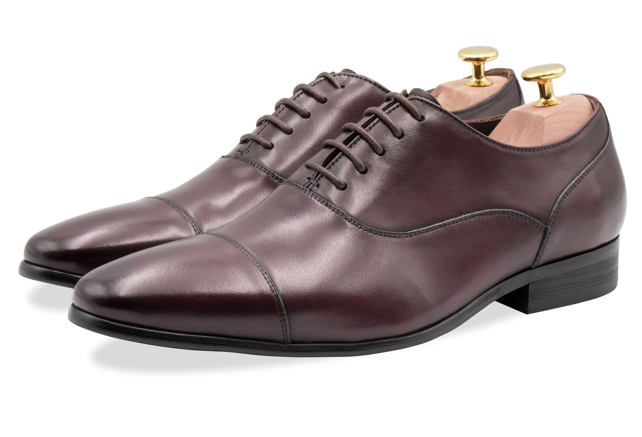 Sepatu Oxford Pria Calafate Straight Cap Kulit Asli Burgundy