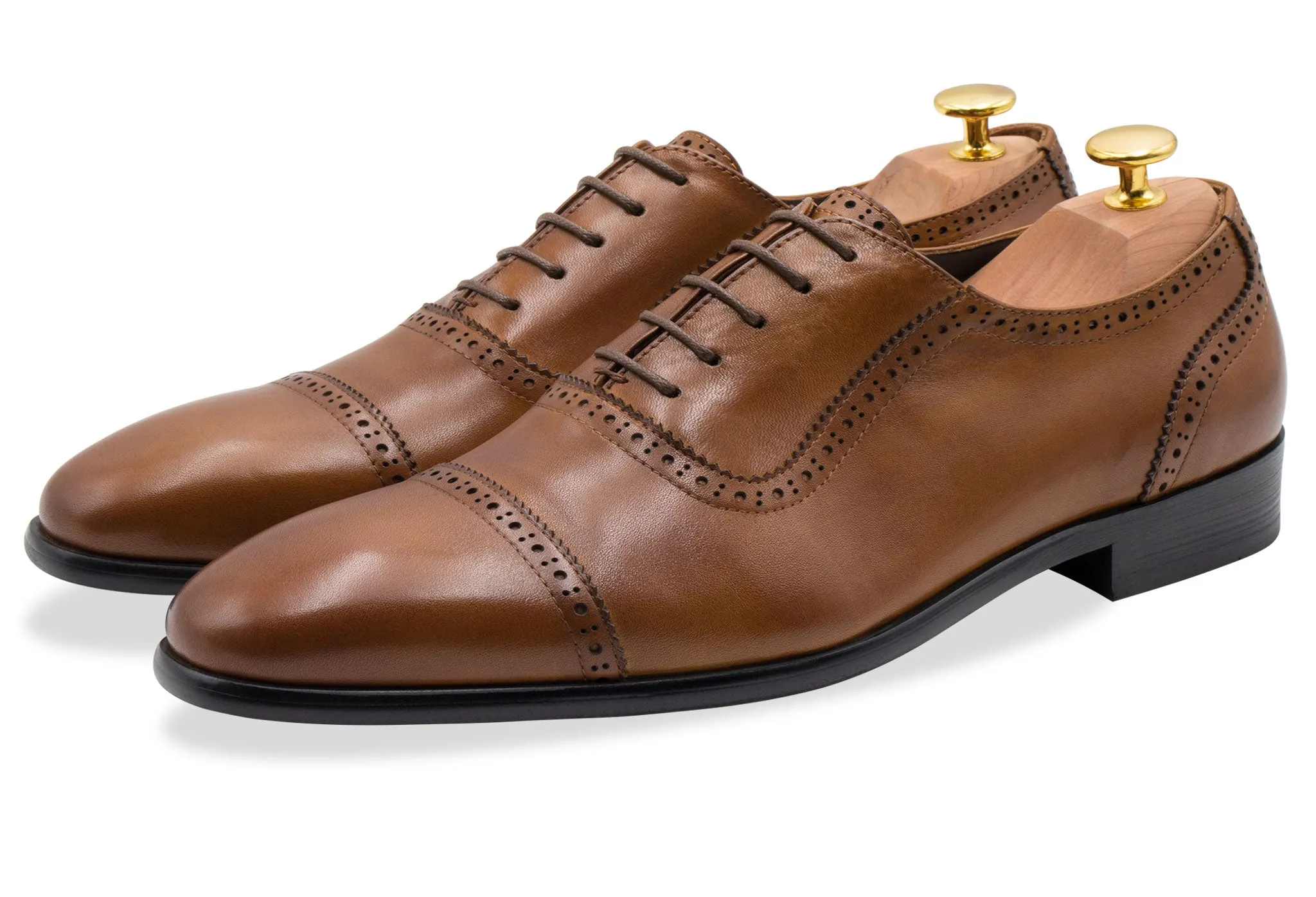 Sepatu Pantofel Pria Oxford Kulit Asli Tartagal Chestnut