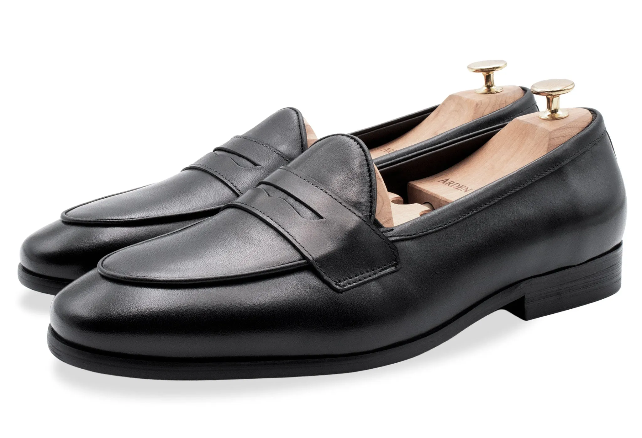Sepatu Pria Emperado Black Belgian Penny Loafer Kulit Asli