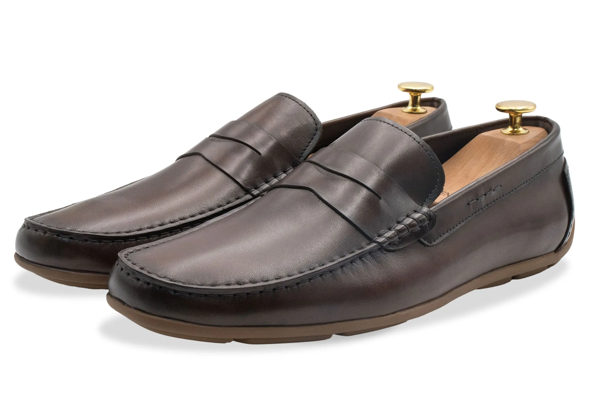 Sepatu Pria Gregores Walnut Penny Moccasins Kulit Asli